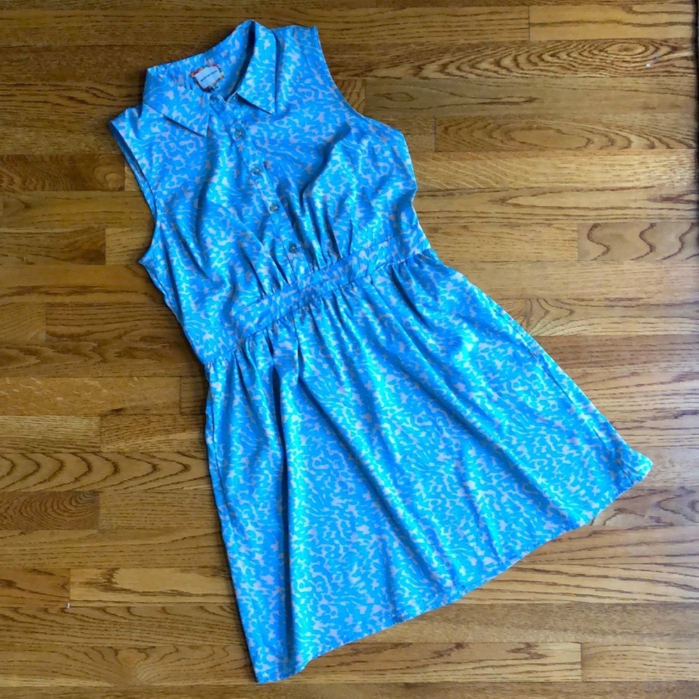 Aqua silk dress w/ side pockets, M